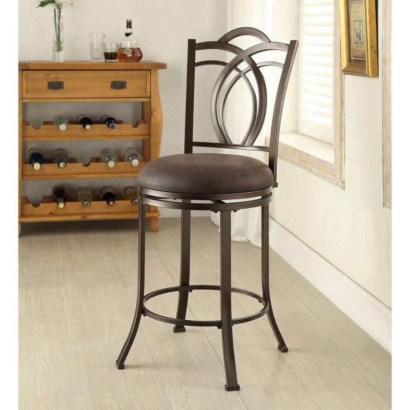 Colton Decorative Back Metal and Faux Leather Swivel Seat Counter Height Barstool - Linon, 6 of 9