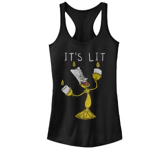 Juniors Womens Beauty and the Beast Lumiere It's Lit Racerback Tank Top - 1 of 4