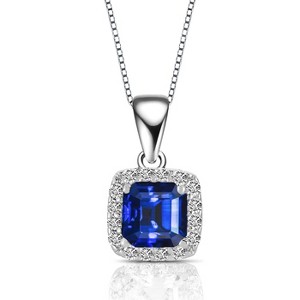 Guili Sterling Silver Pendant Necklace with Asscher-Cut CZ in Green, Gold, Red, White, Rose Gold, or Blue—A Unique and Radiant Design. - 1 of 3