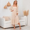 Women's Square Neck Smocked Top Long Sleeve Floral Print Maxi Dress - Soft & Breathable Fabric, Casual Boho Dress - 3 of 4