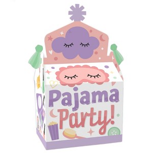 Big Dot of Happiness Pajama Slumber Party - Treat Box Party Favors - Girls Sleepover Birthday Party Goodie Gable Boxes - Set of 12 - 1 of 4