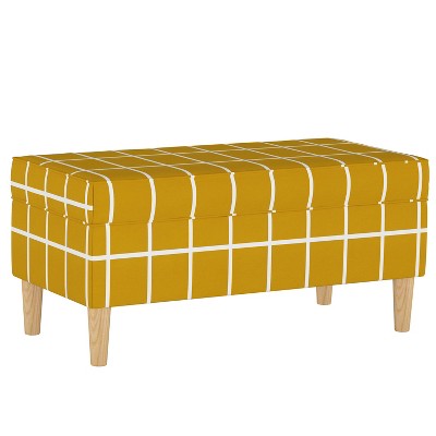 Storage Bench Rectangle Grid Mustard - Skyline Furniture