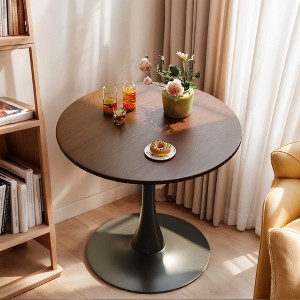 Hrinhom 23.6"W Round Coffee Table,Mid Century Dining Table with Metal Base - 1 of 4