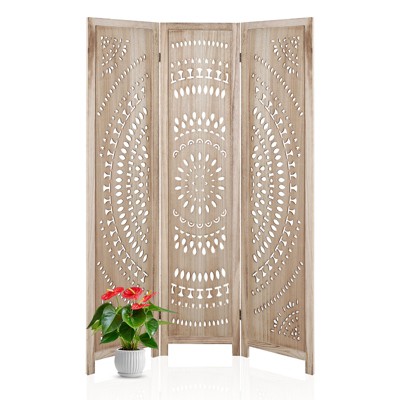 Room Divider Panel Wooden Room Divider Wall,5.6FT Tall Room Divider with Shelves,Folding Privacy Screens 67 In for Room Separation Home Office Bedroom
