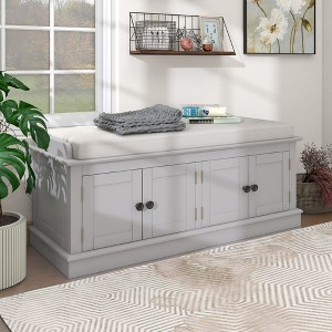 NicBex Shoe Rack Bench Shoe Storage Organizer 4 Doors and Adjustable Shelves Removable Cushion for Entryway Bedroom - 1 of 4