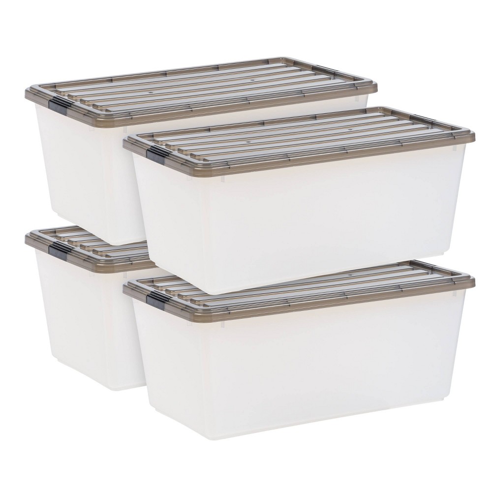 IRIS 4pk 91qt Stack and Pull Plastic Storage Bin Clear