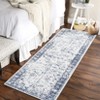 Washable Vintage Rug Non Slip Low Pile Rug Soft Throw Floor Cover Floral Foldable Indoor Carpet for Living Room Bedroom Playroom Nursery - 4 of 4