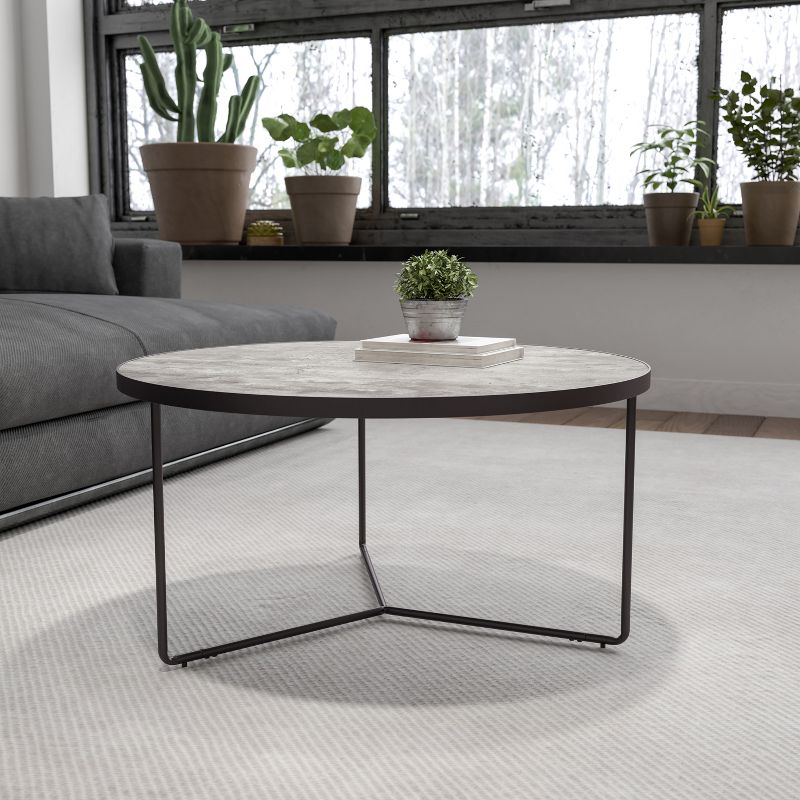 Flash Furniture Providence Collection 31.5" Round Indoor Living Room Coffee Table in Faux Concrete Finish, 2 of 3