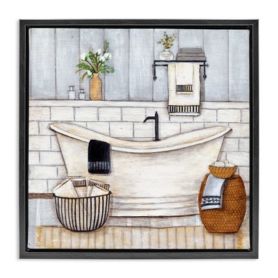Stupell Industries Bathroom Farmhouse Style Tub, 18" x 18"