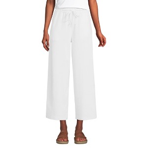 Lands' End Women's Sport Knit Pull On Drawstring Wide Leg Crop Pants - 1 of 4