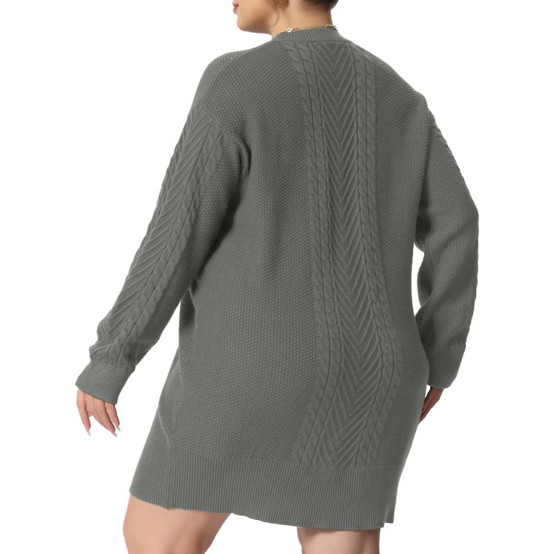 Agnes Orinda Women's Plus Size Long Sleeve Knit Pullover Mini Sweater Dresses, 4 of 6