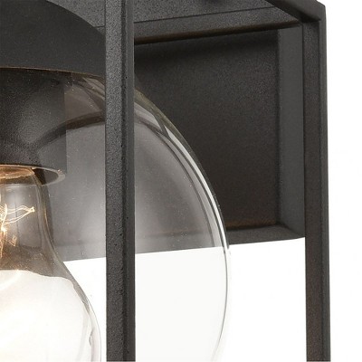 Charcoal Black Steel and Glass Outdoor Wall Sconce