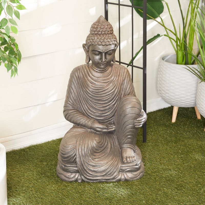 36&#34; Magnesium Oxide Traditional Buddha Garden Sculpture Dark Brown - Olivia &#38; May, 3 of 15
