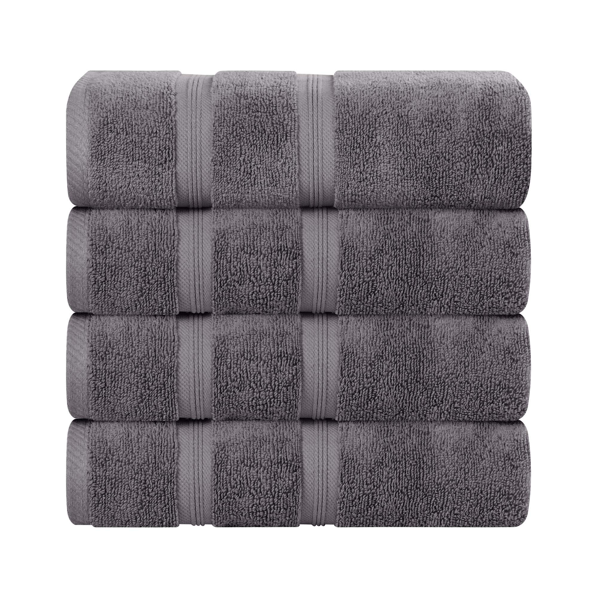 Smart Dry Cotton Medium Weight Solid 4 Piece Bath Towel Set, Grey - Blue Nile Mills