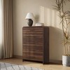 LuxenHome Modern Walnut Finish 5-Drawer Chest, Engineered Wood Storage Dresser with Rounded Corners Brown - 2 of 4