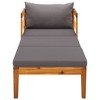 vidaXL Sun Lounger with Dark Gray Cushions Solid Acacia Wood - 2 of 4