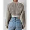 Womens Winter Sweater Shrugs Thick Sweater Knit Bolero Long Sleeve Open Front Cropped Sweater Knit Jackets,Light Gray - M - 3 of 4