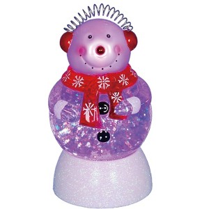 Northlight 7.5" LED Lighted Color-Changing Snowman with Ear Muffs Snow Globe Christmas Figure - 1 of 1