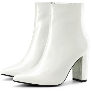 Allegra K Women's Halloween Pointed Toe Zip Chunky Heels Ankle Boots - 1 of 4