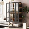 Display Storage Cabinet with Glass Door,LED Lights Cabinet,Modern Black Storage Cabinet for Living Room or Display Corners-Maison Boucle - 3 of 4