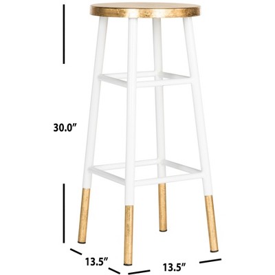 Emery 30" White and Gold Metal Bar Stool