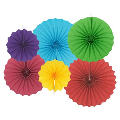Unique Bargains Round Pattern Decoration Birthday Hanging Paper Fans Party Set