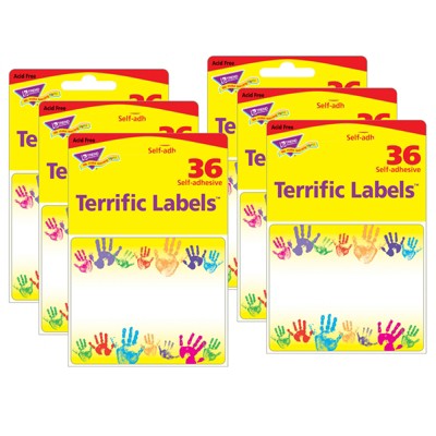 TREND Rainbow Handprints Terrific Labels, 36 Per Pack, 6 Packs