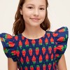 Girls' Strawberry Print Flutter Short Sleeve Smocked Peplum Shirt - kate spade new york x Target Navy/Red - 4 of 4