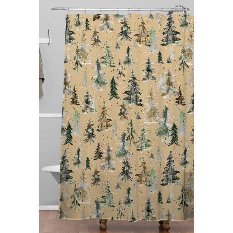 Ninola Design Watercolor Pine Spruces Christmas Shower Curtain - Deny Designs, 3 of 5
