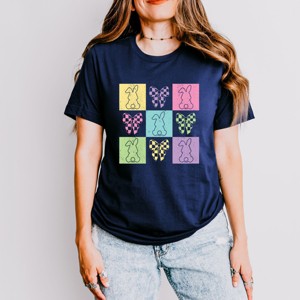 Simply Sage Market Checkered Bunny Outline Coquette Short Sleeve Tee - 1 of 4