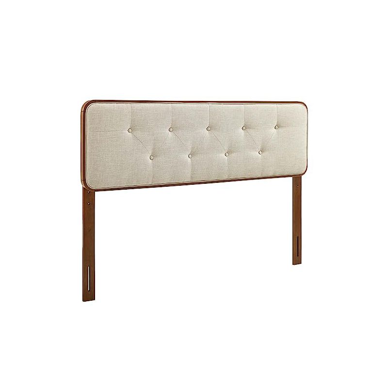 Modway Collins Tufted Fabric and Wood Queen Headboard in Walnut Beige, 1 of 5