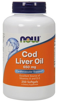 Cod Liver Oil 650 mg by Now Foods  -  250 Softgel