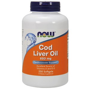 Cod Liver Oil 650 mg by Now Foods  -  250 Softgel - 1 of 2