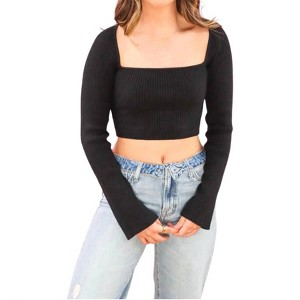 Women's Ribbed Long Sleeve Top - Cotton Candy - 1 of 3