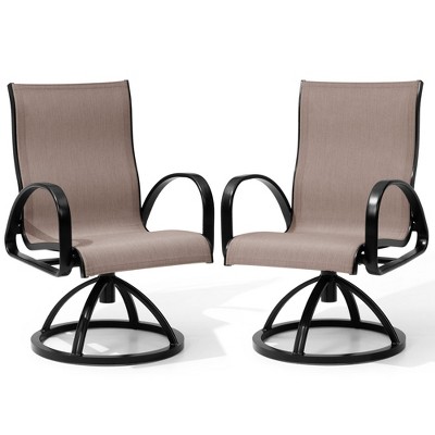 Crestlive Products Aluminum Patio Dining Chairs Outdoor Dining Armchair With Sunbrella (Set of 2)