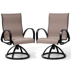 Crestlive Products Aluminum Patio Dining Chairs Outdoor Dining Armchair With Sunbrella (Set of 2) - 1 of 4