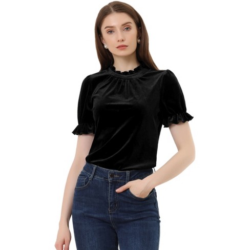 Velvet cheap ruffle top