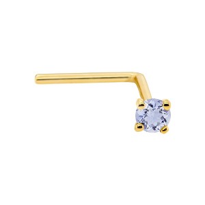 Jewelry Avalanche 22G 14K Gold L-shape Nose Stud with Tanzanite Gemstone - 1 of 2