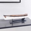 HomeRoots 6" Brown and White Solid Wood Hand Painted RMS Titanic Lifeboat No.7 Model Boat - 2 of 4