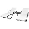 vidaXL 3-Piece Sunlounger Set - Features 2 Poly Rattan Sunloungers and 1 Table - Black with Cream White Cushions - Waterproof and Weather-Resistant - 2 of 4
