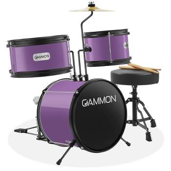 Gammon 3-Piece Junior Drum Set, Beginner Drum Kit with Throne, Cymbal, and Drumsticks
