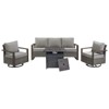 Gymojoy 4/6PCS 50000 BTU Gas Firepit Table with Outdoor 3-Seat Sofa Swivel Chair Ottoman Set - 2 of 4