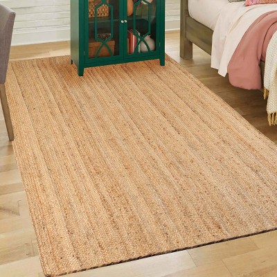 Handwoven Natural Jute Rectangle Rug, 4' x 6', Beige