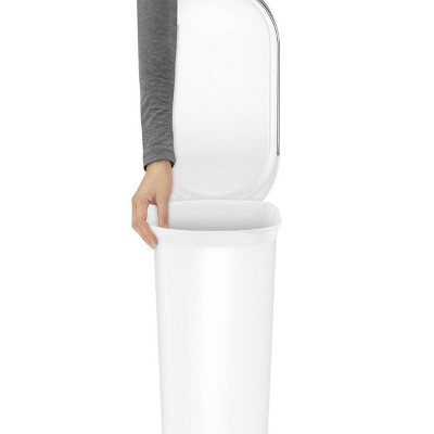 White Plastic 10.6 Gallon Slim Kitchen Step Trash Can