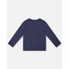 Deux par Deux Girl Organic Cotton T-Shirt Navy Blue with Apple Treats - 3 of 4