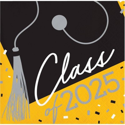 Creative Converting Class of 2025 Graduate Yellow Paper Beverage Napkins 108ct
