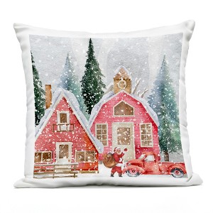 Stupell Industries Red Barn Santa Delivery Outdoor Decorative Throw Pillow, 18 x 18 - 1 of 3