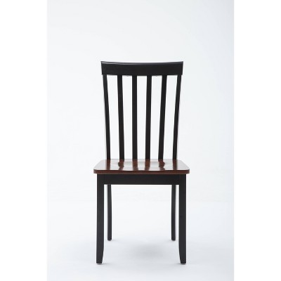 Black and Cherry Wood Transitional Side Chair Set