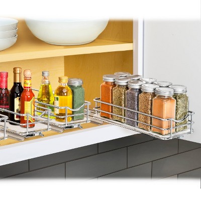 Lynk Professional Slide Out Spice Rack Upper Cabinet Organizer- 4" Wide: Chrome-Plated Kitchen Storage, Pull Out System — фото 4
