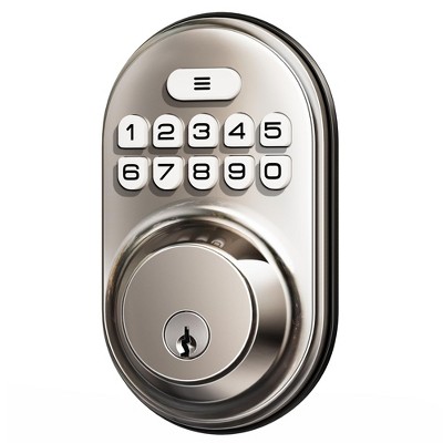 Itopfox Keyless Entry Electronic Keypad Deadbolt Lock, Auto Lock, Anti-Peeking Password, Backlit & Easy Install Design, Satin Nickel Finish
